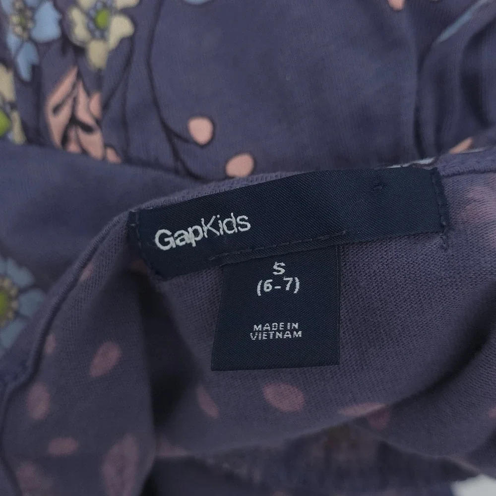 GapKids Cami Top Girls Purple‎ Floral Tiered Ruffle Cotton S 6-7